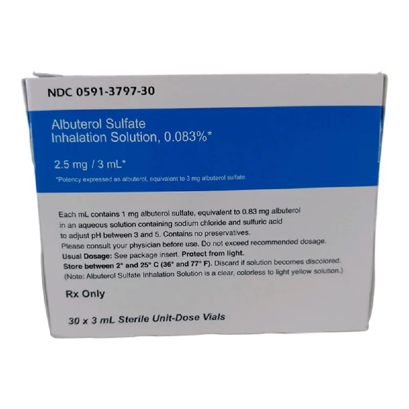 Rx Albuterol Inhalation Solution, 0.083%, 3ml x 30 ct